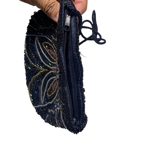 Carla Marchi black multi color beaded evening purse shoulder bag EUC - Picture 4 of 13